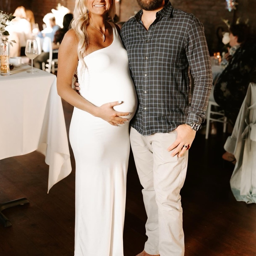 [Maternity] White Maxi Bumpsuit - The Sarah Dress